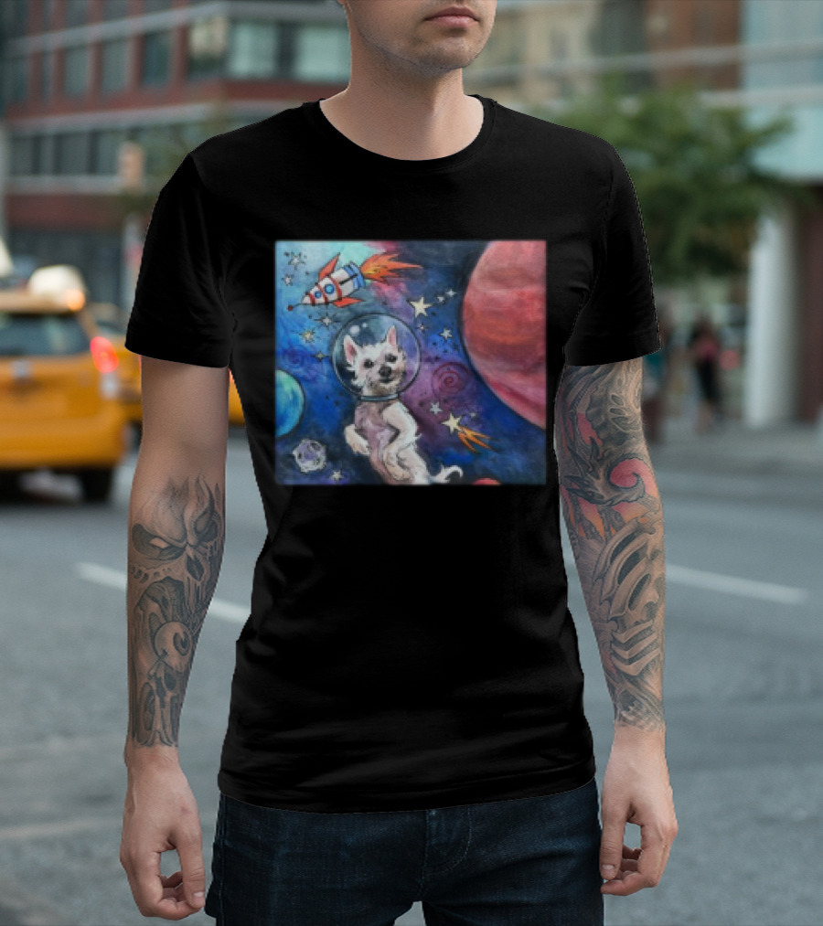 Bradford In Space Dog Astronaut Adventure With Rocket And Planets T-Shirt