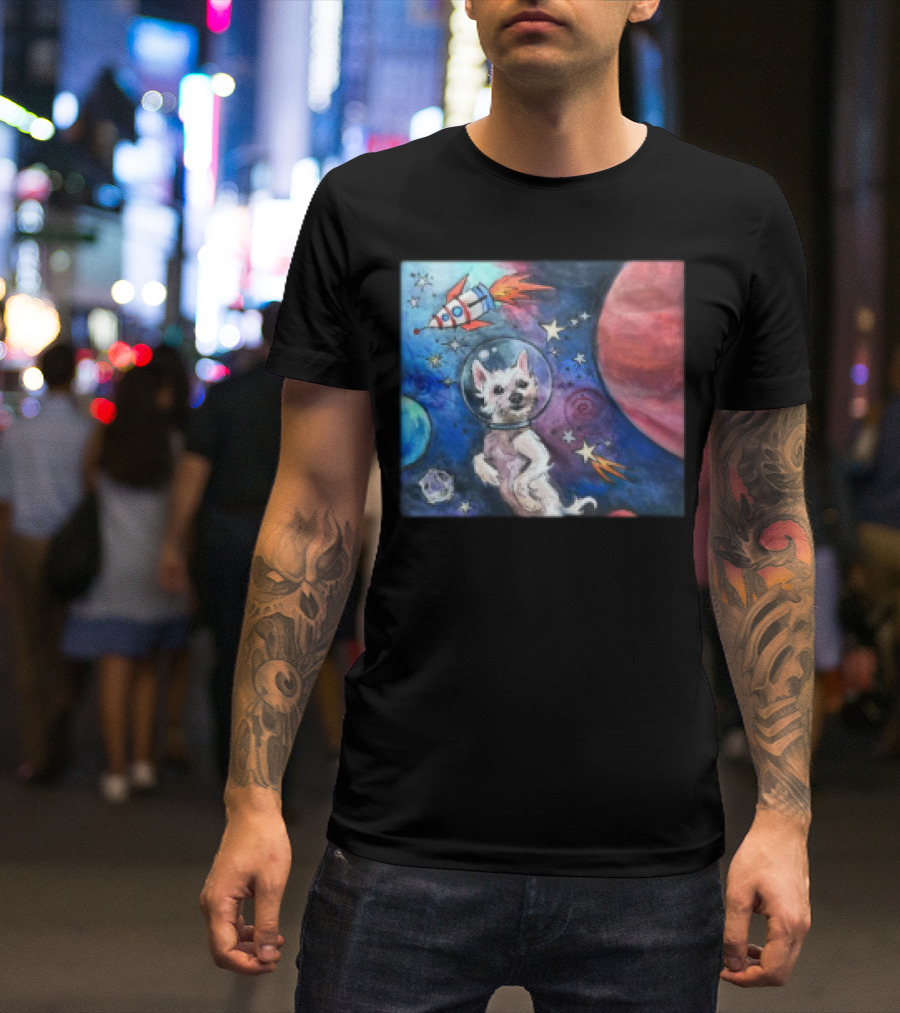 Bradford In Space Dog Astronaut Adventure With Rocket And Planets T-Shirt