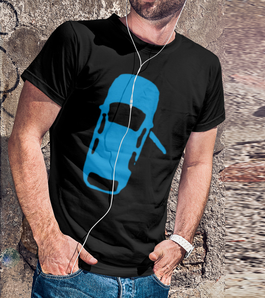 Door Ajar Blue Car Overhead Angle Vintage Style T-Shirt