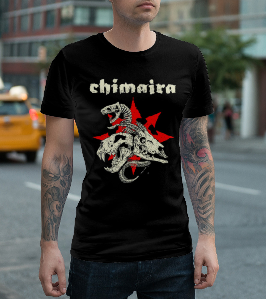 Chimaira Skull Chimairaband Red Star Three-Headed Creature T-Shirt