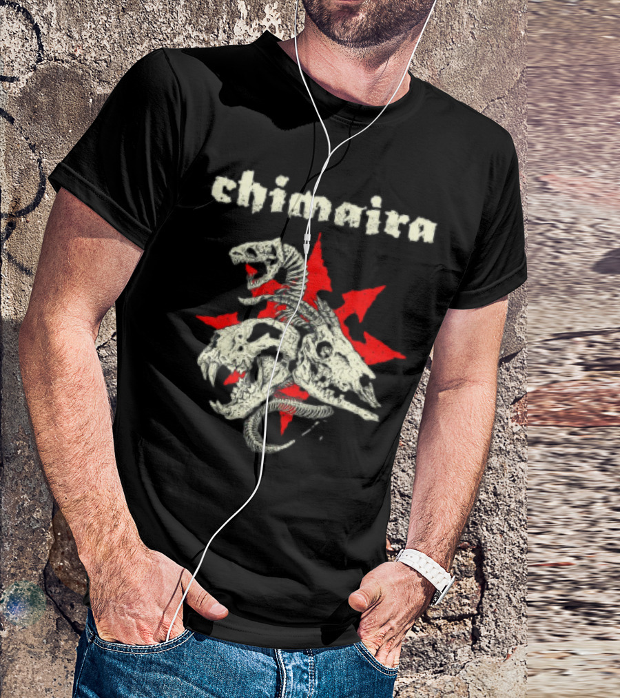 Chimaira Skull Chimairaband Red Star Three-Headed Creature T-Shirt