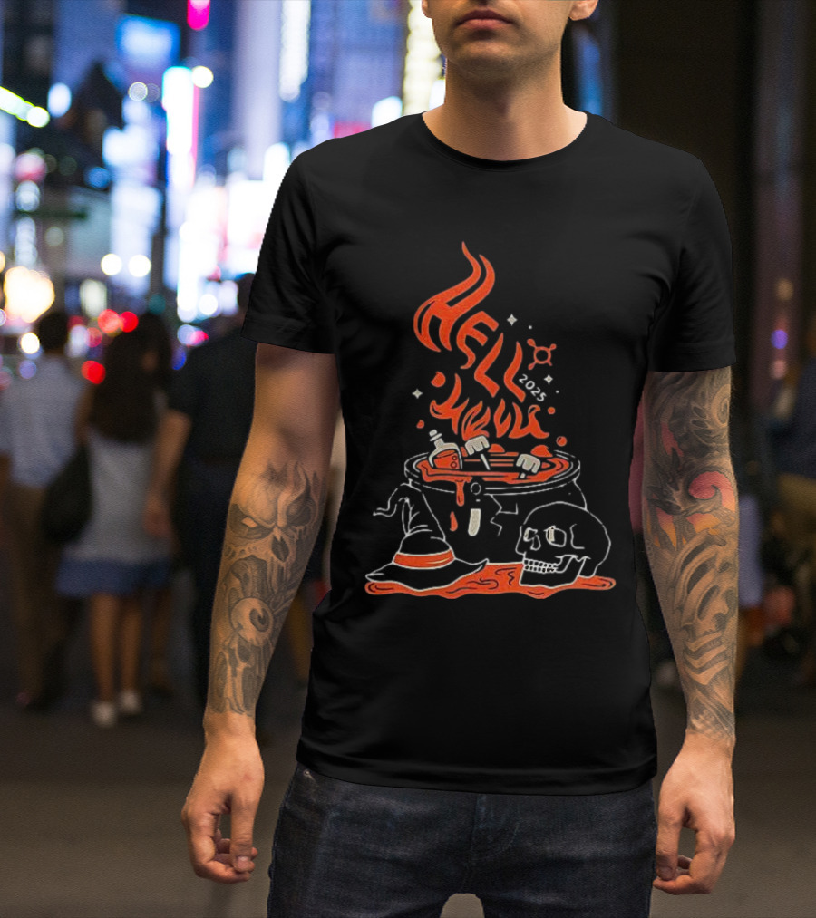 Hell Week 2025 Halloween Witch Skull Cauldron Potion T-Shirt