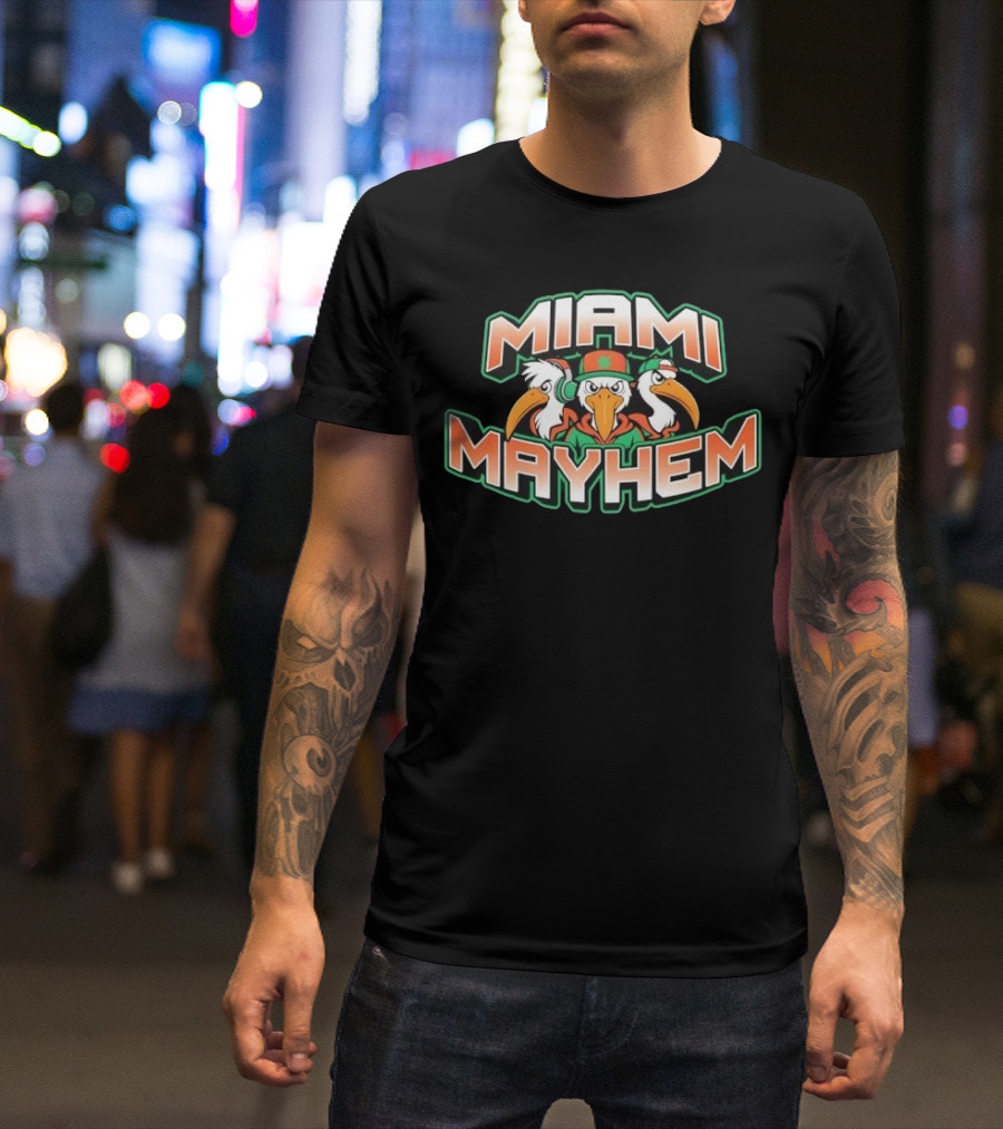 Miami Mayhem Bird Trio With Headphones And Attitude T-Shirt