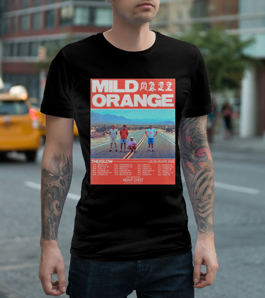 Mild Orange The Glow Tour UK Europe 2025 Dates Heavy Chest Support T-Shirt