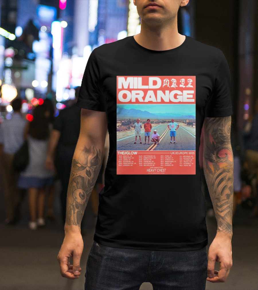 Mild Orange The Glow Tour UK Europe 2025 Dates Heavy Chest Support T-Shirt