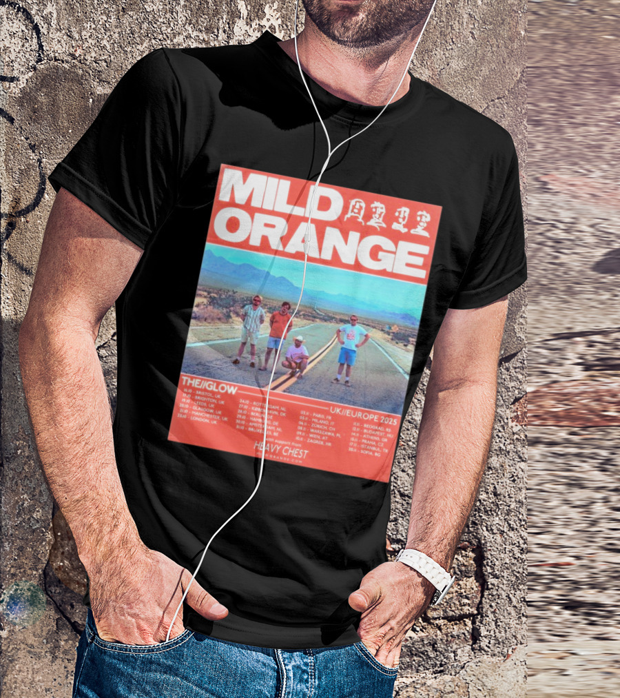 Mild Orange The Glow Tour UK Europe 2025 Dates Heavy Chest Support T-Shirt