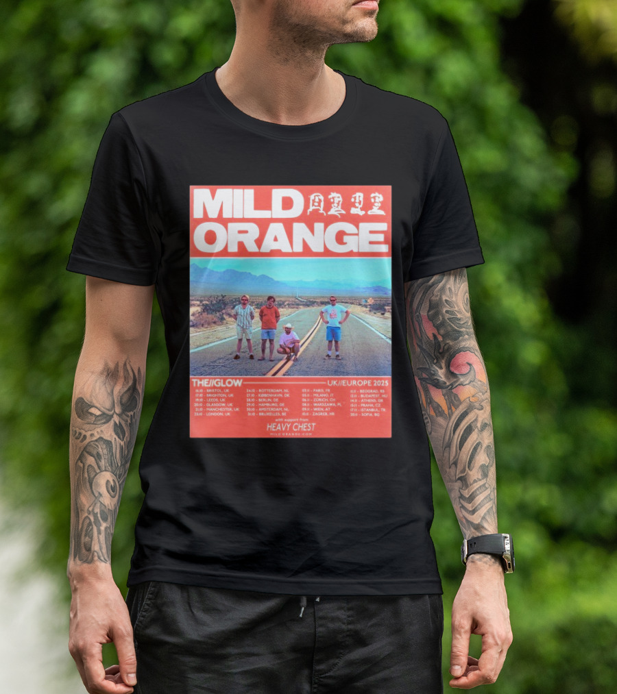 Mild Orange The Glow Tour UK Europe 2025 Dates Heavy Chest Support T-Shirt