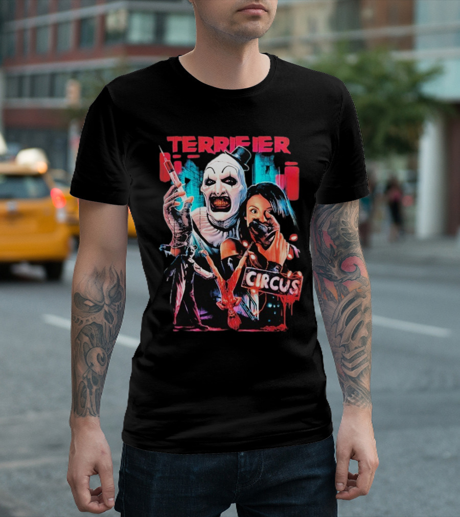 Terrifier Circus Horror Clown Costume And Horror Movie Imagery T-Shirt
