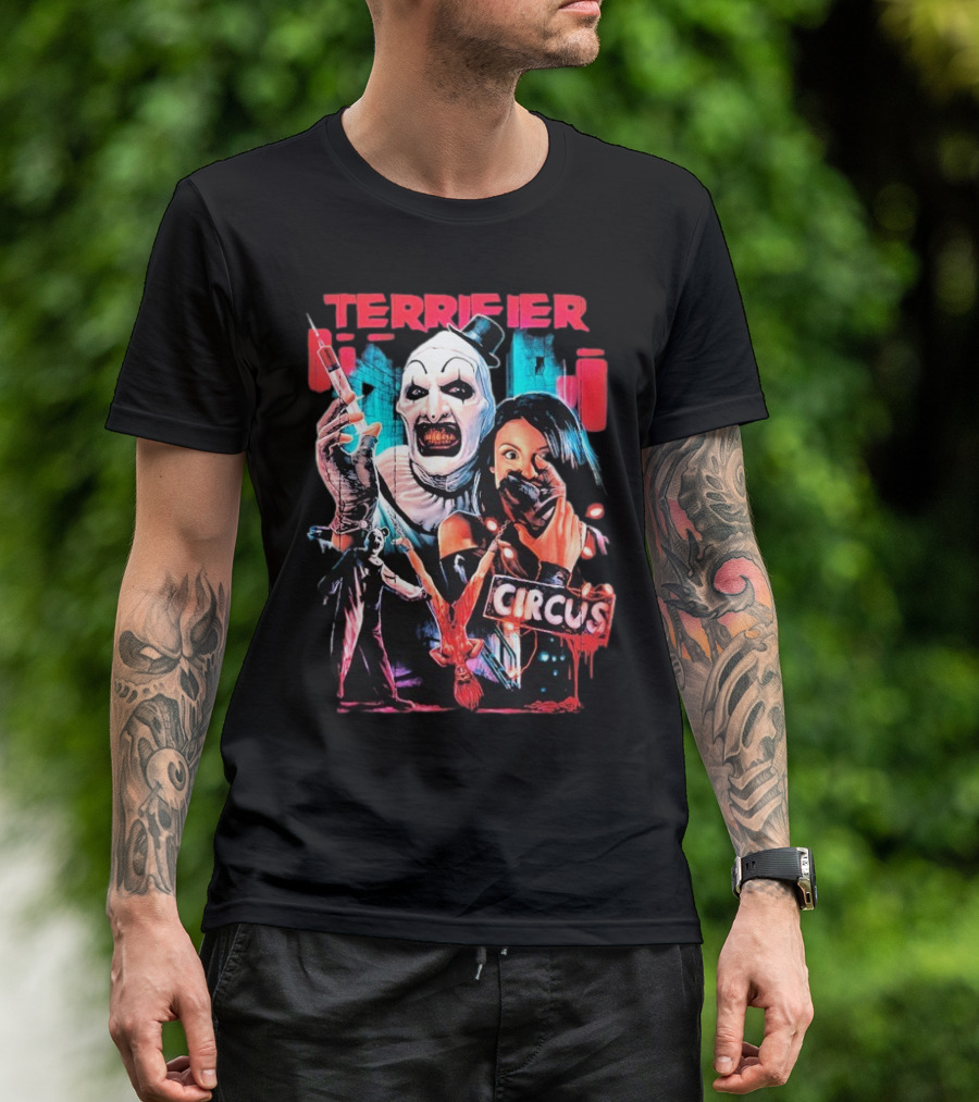 Terrifier Circus Horror Clown Costume And Horror Movie Imagery T-Shirt