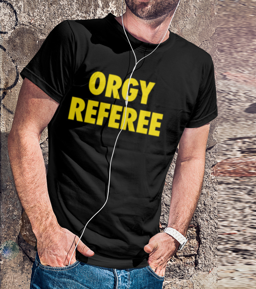Orgy Referee Black Bold Yellow Text T-Shirt