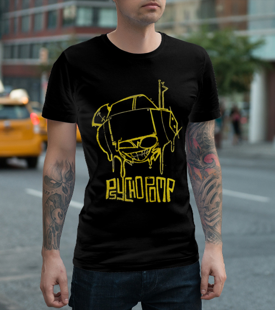 Psychedelic Psychopomp Melting Skeleton Face With Dripping Yellow Outline T-Shirt