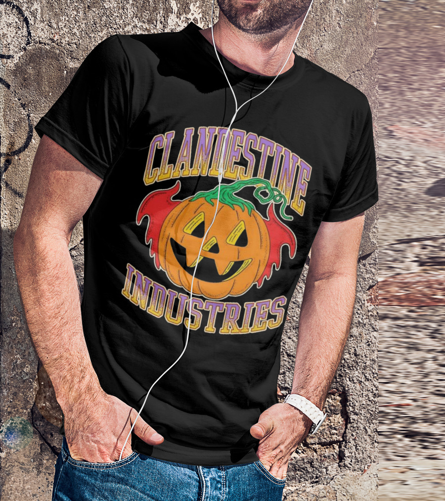 Clandestine Industries Halloween Bat Pumpkin T-Shirt
