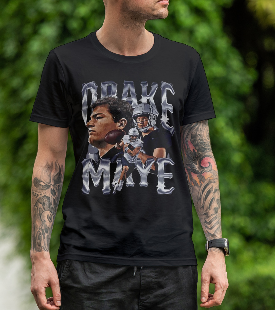 Drake Maye Football Player Vintage Bling Style T-Shirt