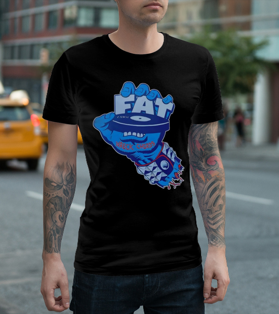 Fat Wreck Chords Blue Zombie Hand Record Design T-Shirt