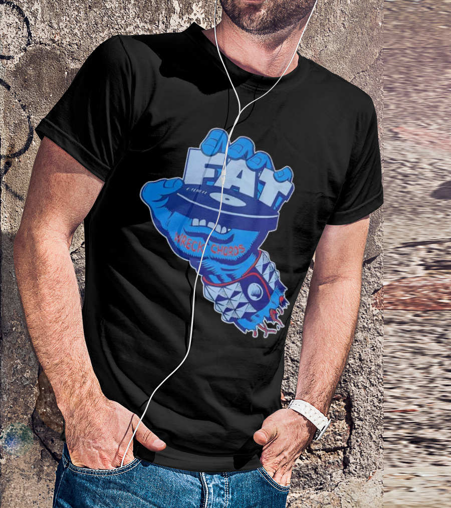 Fat Wreck Chords Blue Zombie Hand Record Design T-Shirt