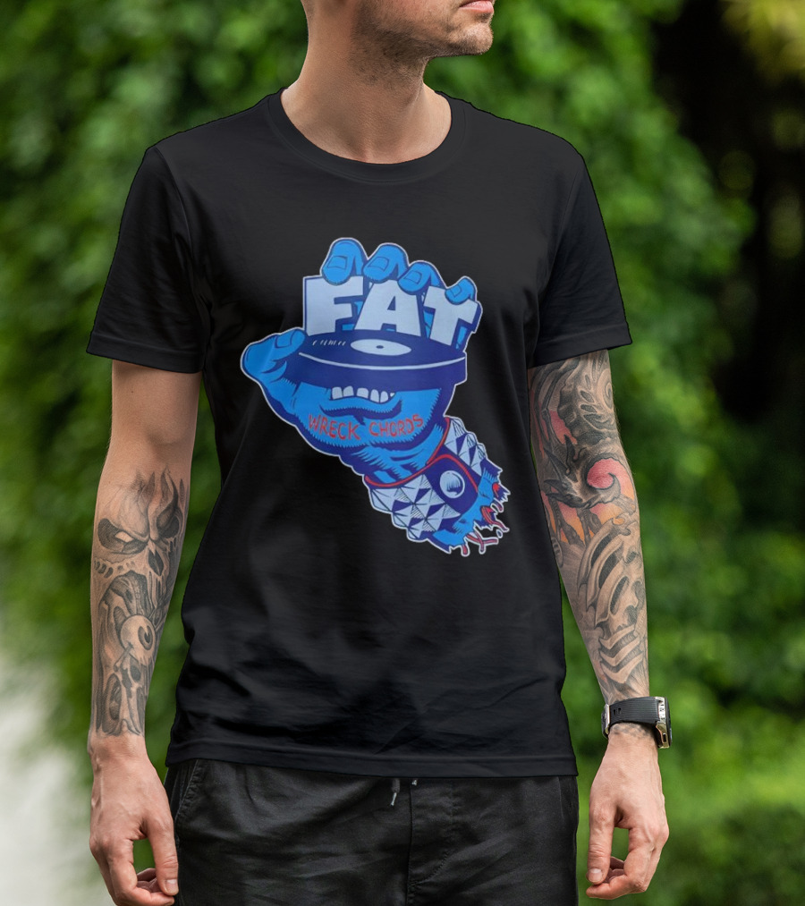 Fat Wreck Chords Blue Zombie Hand Record Design T-Shirt