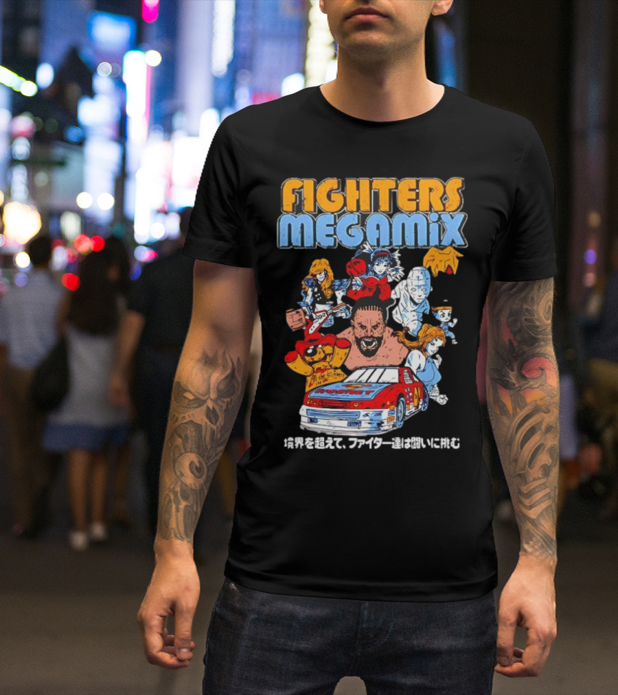 Fighters Megamix 1996 Video Game Classic Characters And Car Japan Edition T-Shirt