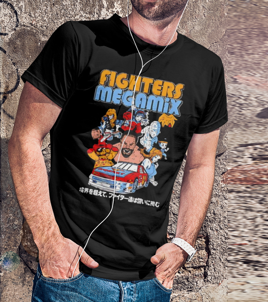 Fighters Megamix 1996 Video Game Classic Characters And Car Japan Edition T-Shirt