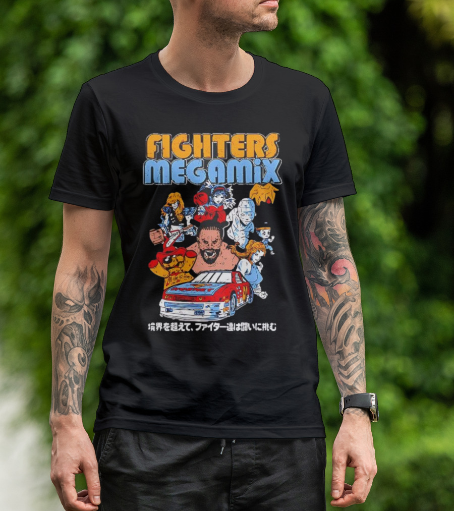 Fighters Megamix 1996 Video Game Classic Characters And Car Japan Edition T-Shirt