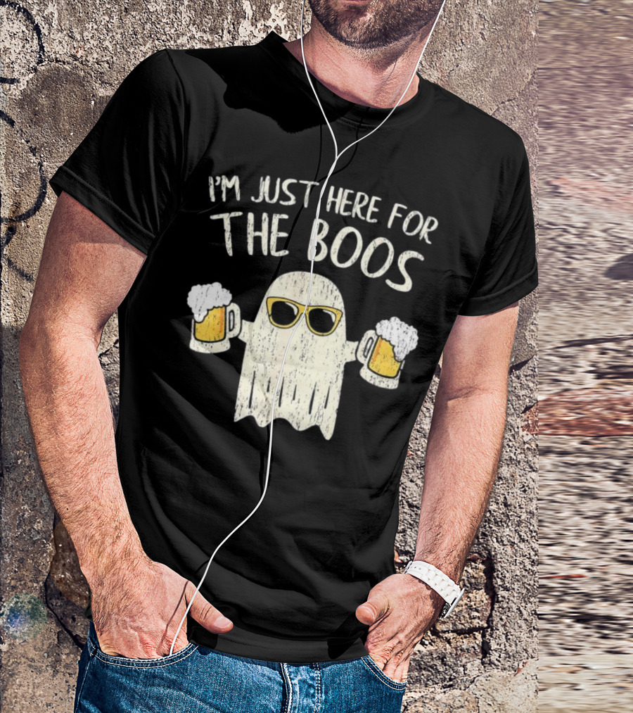 I'm Just Here For The Boos Funny Ghost Sunglasses Beer S T-Shirt