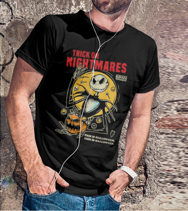 Trick Or Nightmares Jack Skellington Halloween Scary Pumpkin Horror Spooky T-Shirt