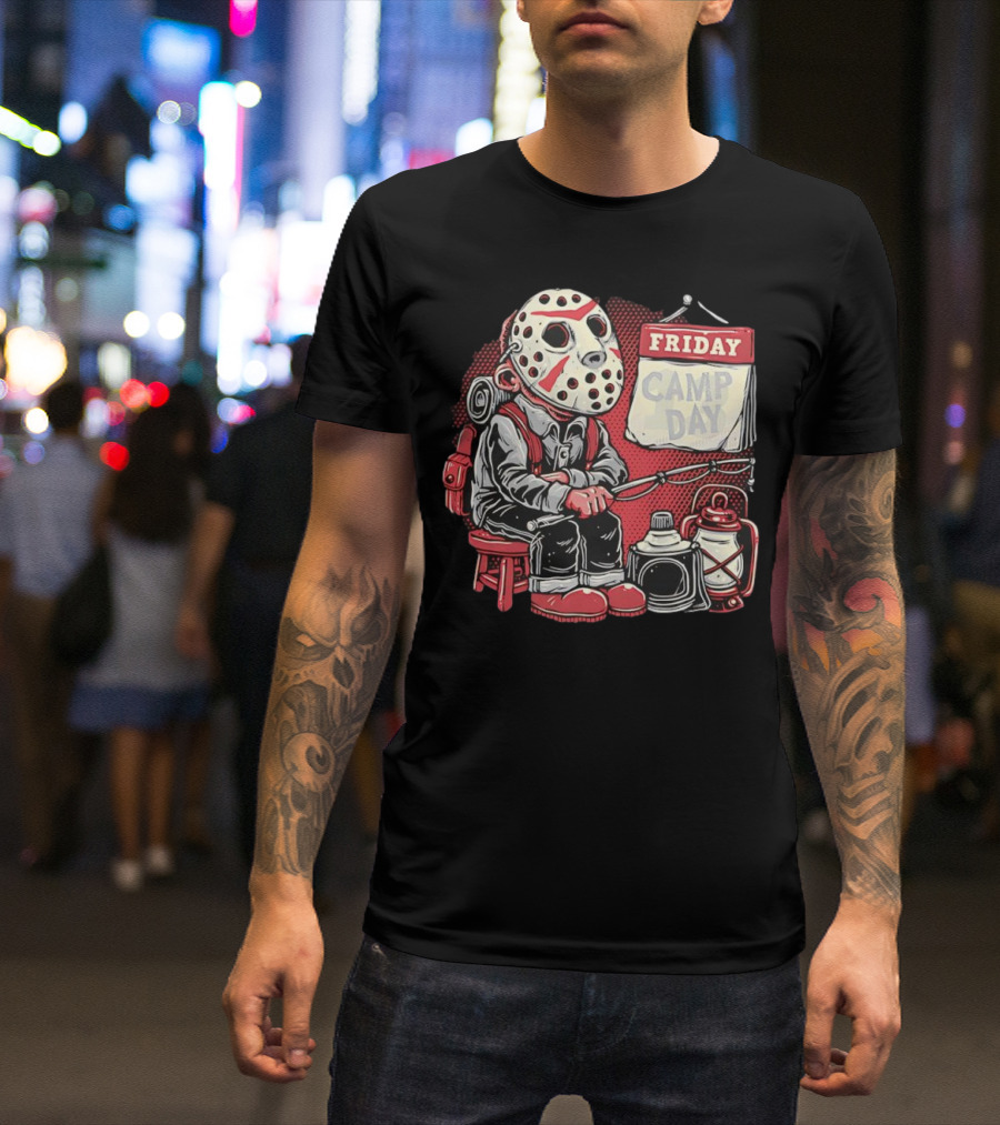 Friday Camp Day Jason Voorhees Camping Theme T-Shirt