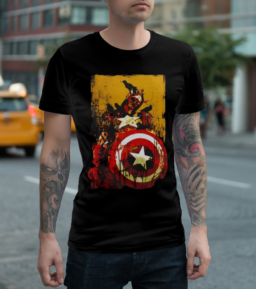 Marvel Zombies Captain America With Crows And Shield T-Shirt
