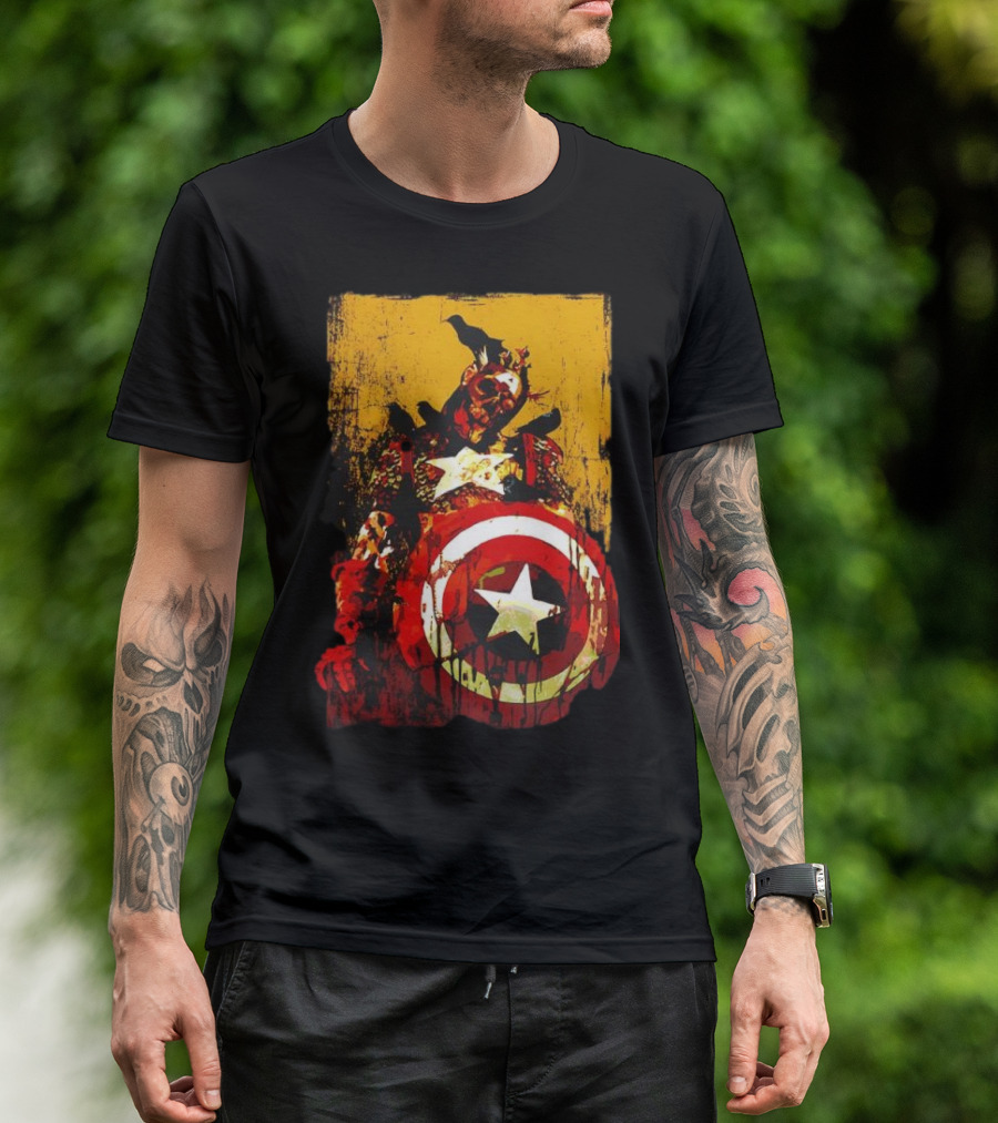 Marvel Zombies Captain America With Crows And Shield T-Shirt