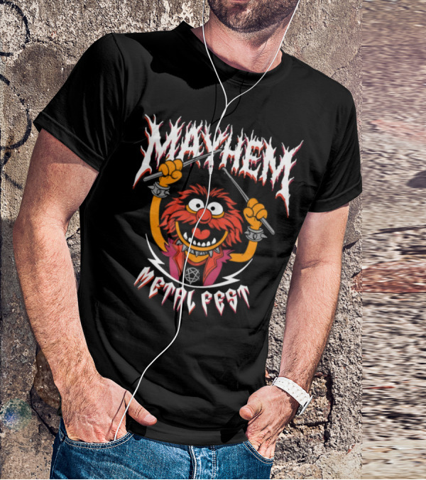 Mayhem Metal Fest Animal Muppets Character Rock Drummer T-Shirt