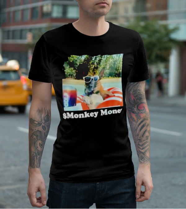 Monkey Money Dog German Shepherd Sunglasses Pool Float Chill T-Shirt