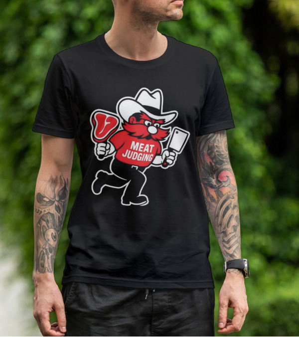 Raider Red Meat Judging Steak Cleaver Cowboy Hat T-Shirt