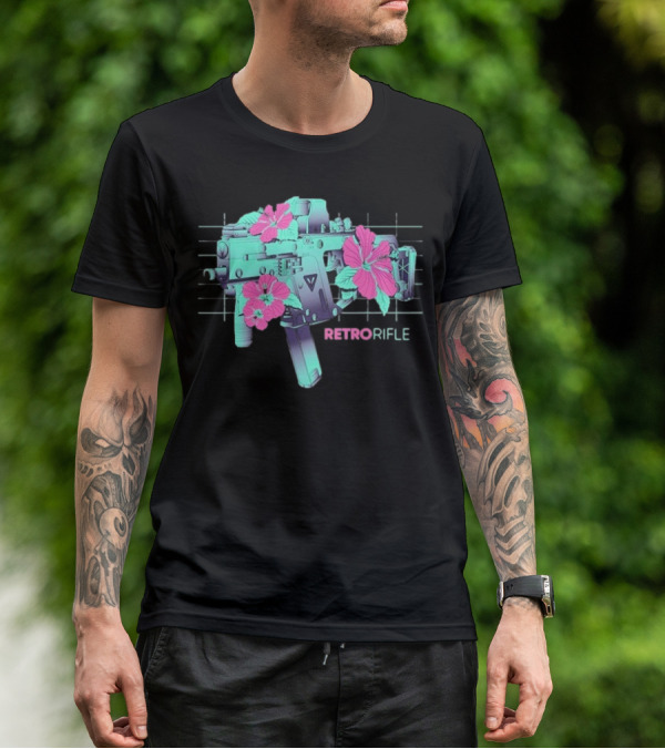 Retro Rifle Floral Fusion Blossoms T-Shirt