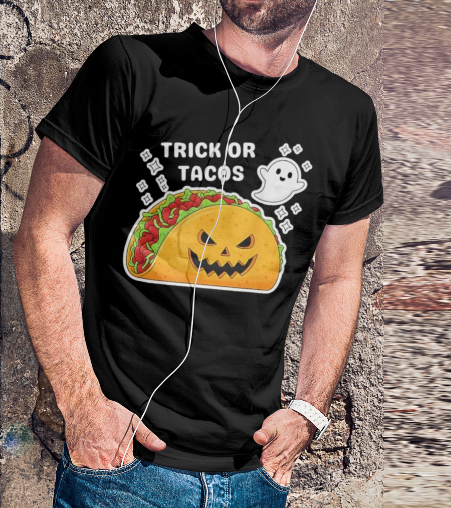 Trick Or Tacos Spooky Jack-o-lantern Halloween Mexican Food T-Shirt