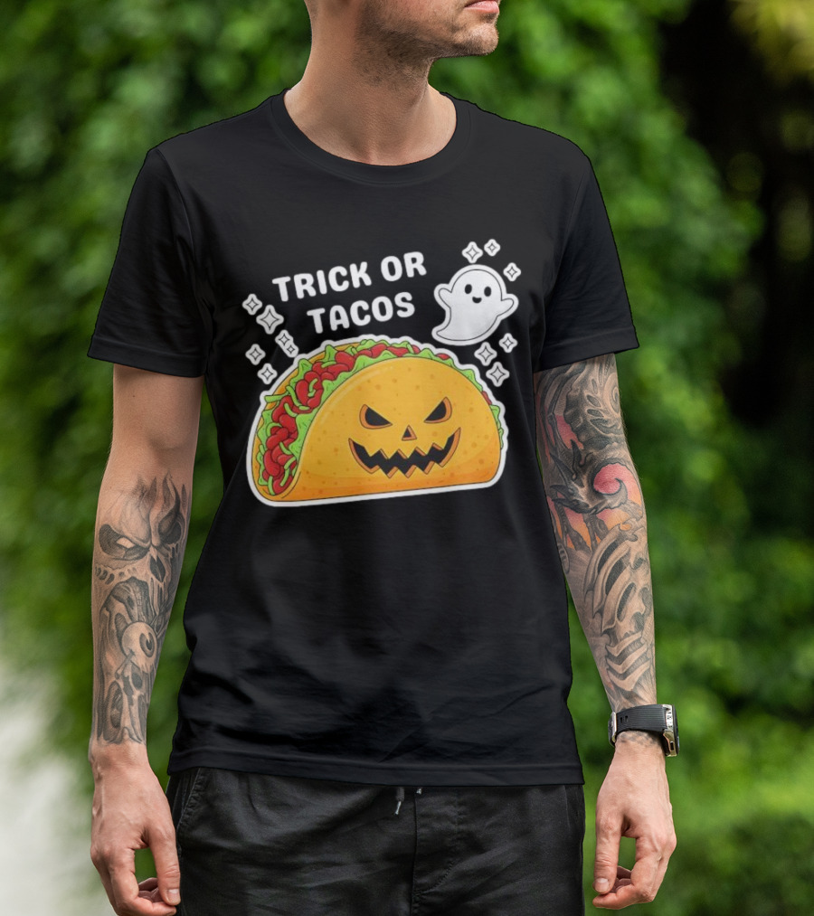 Trick Or Tacos Spooky Jack-o-lantern Halloween Mexican Food T-Shirt
