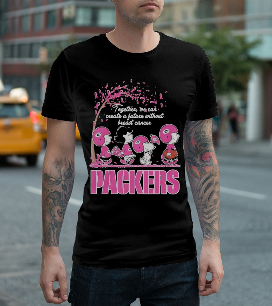 Together We Can Create A Future Without Breast Cancer Packers And Peanuts Collaboration T-Shirt