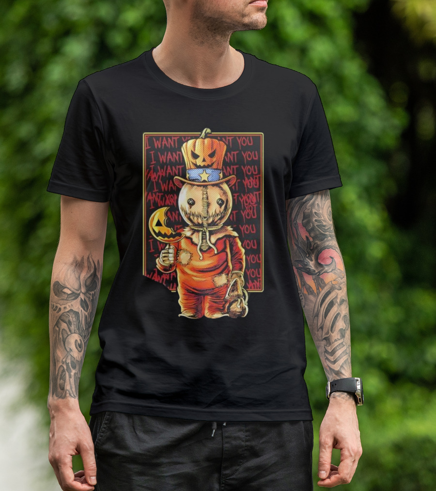 Uncle Sammy Trick 'r Treat Halloween Pumpkin Head I Want You T-Shirt