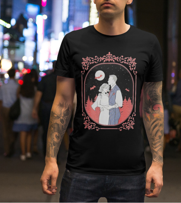 Ali Hazelwood’s Bride And Groom Halloween Romance Under Moonlight T-Shirt