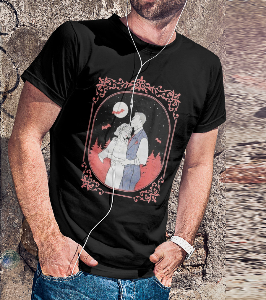 Ali Hazelwood’s Bride And Groom Halloween Romance Under Moonlight T-Shirt