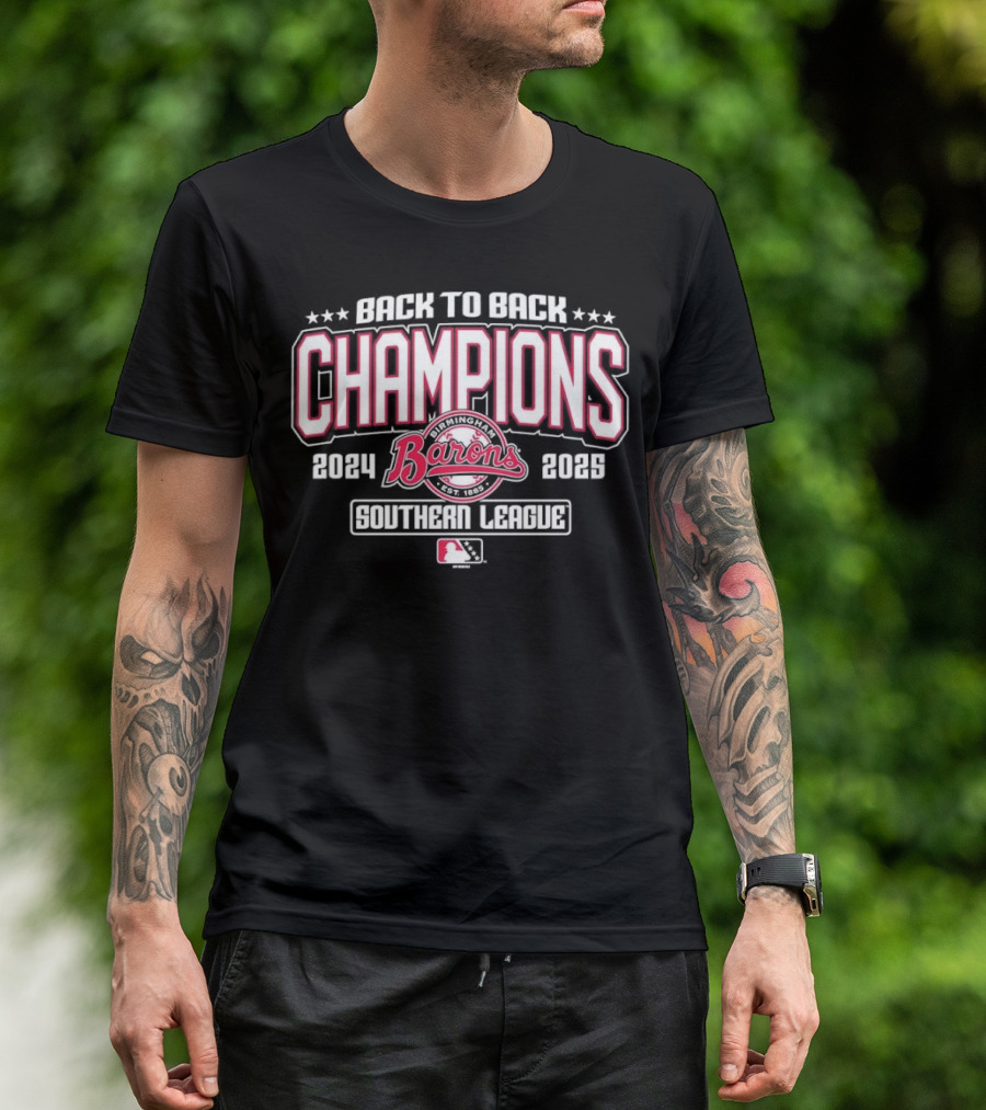 Back To Back Champions Southern League Birmingham Barons 2024 2025 T-Shirt