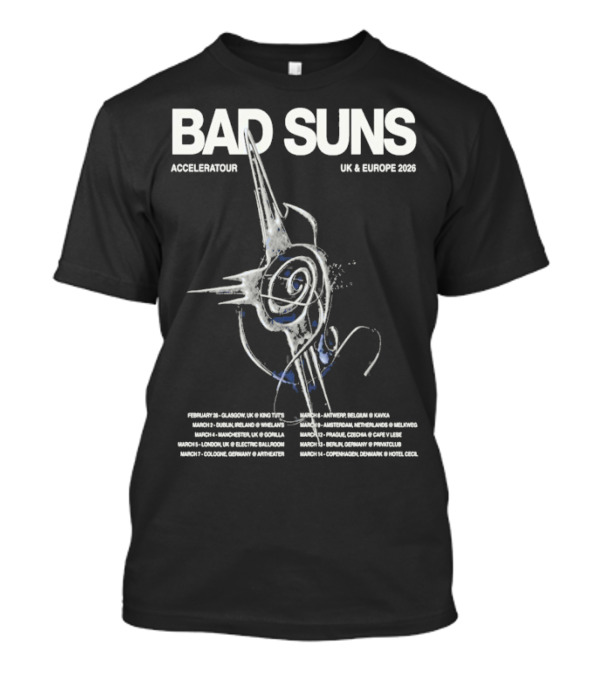 Bad Suns Accelerator UK & Europe 2026 Tour Dates And Locations T-Shirt