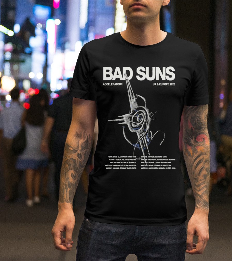Bad Suns Accelerator UK & Europe 2026 Tour Dates And Locations T-Shirt