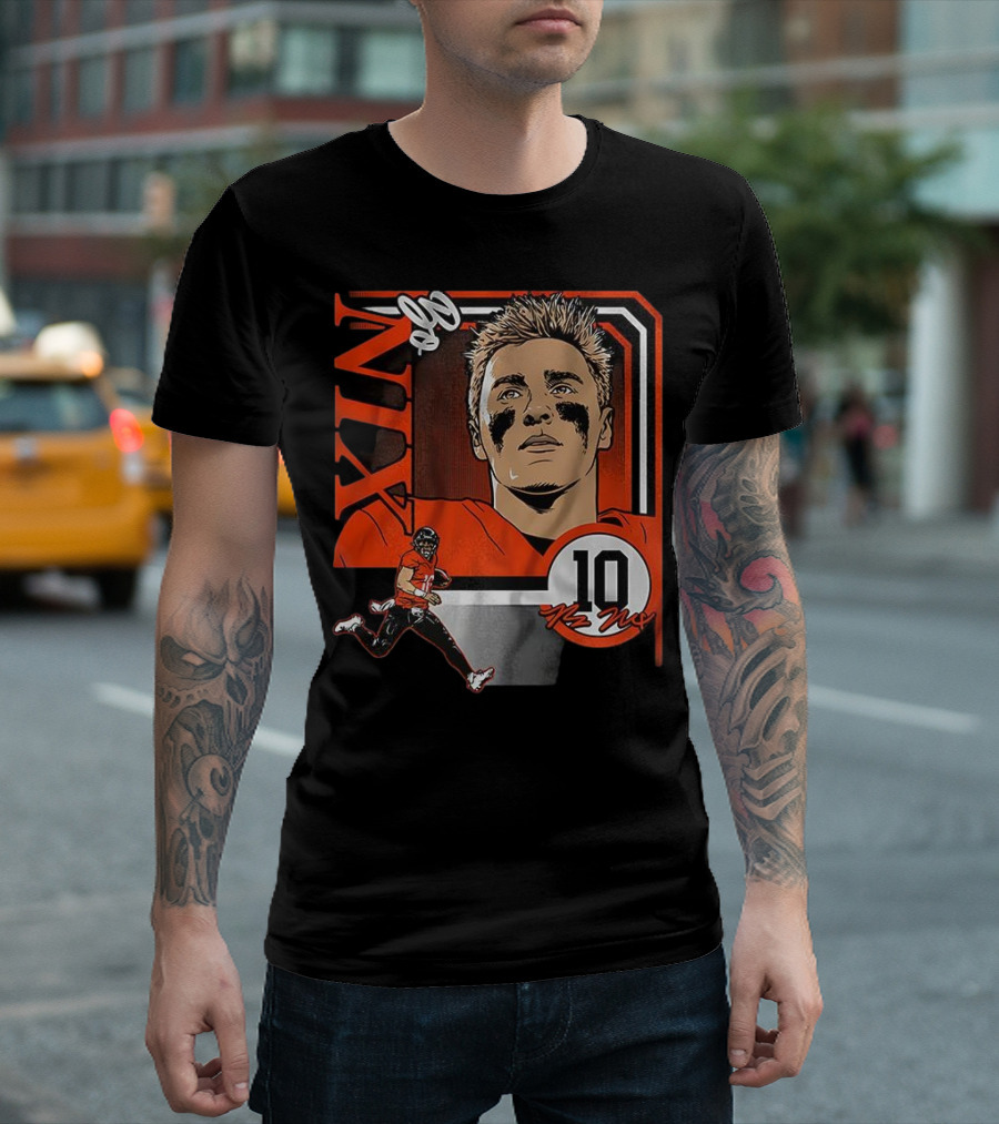 Bo Nix Number 10 Football Collage Frame Denver Broncos Elements T-Shirt