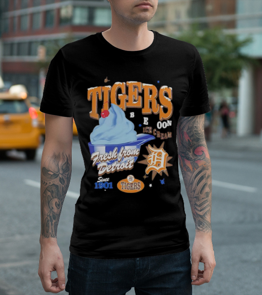 Tigers Blue Moon Ice Cream Fresh from Detroit Since 1901 T-Shirt