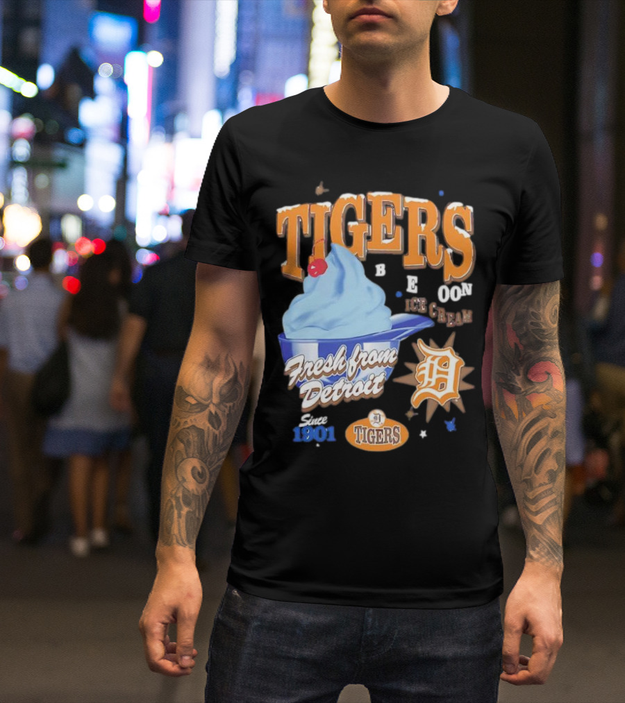 Tigers Blue Moon Ice Cream Fresh From Detroit Since 1901 T-Shirt