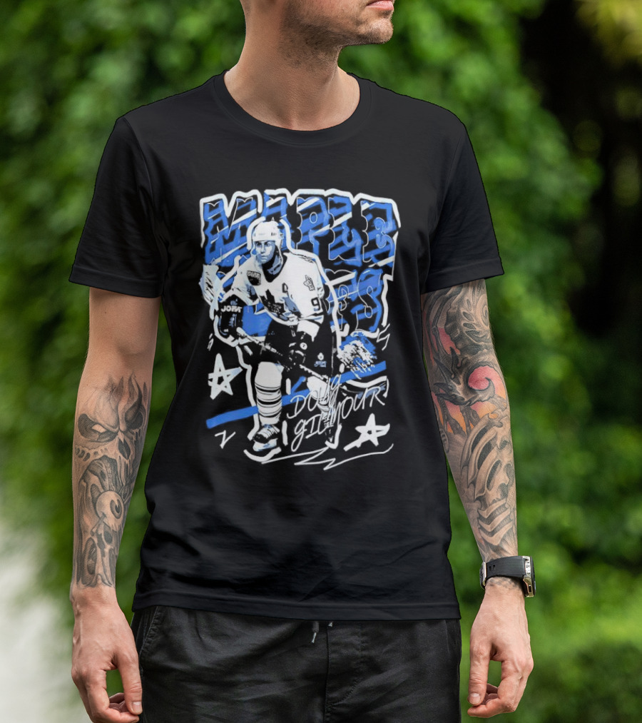 Doug Gilmour Toronto Maple Leafs Number 93 Hockey Player Signature Skating Stars T-Shirt