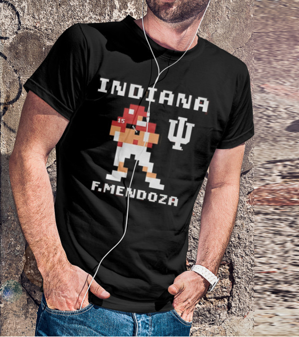 Indiana Football F. Mendoza Retro Pixel Art Player Number 15 T-Shirt