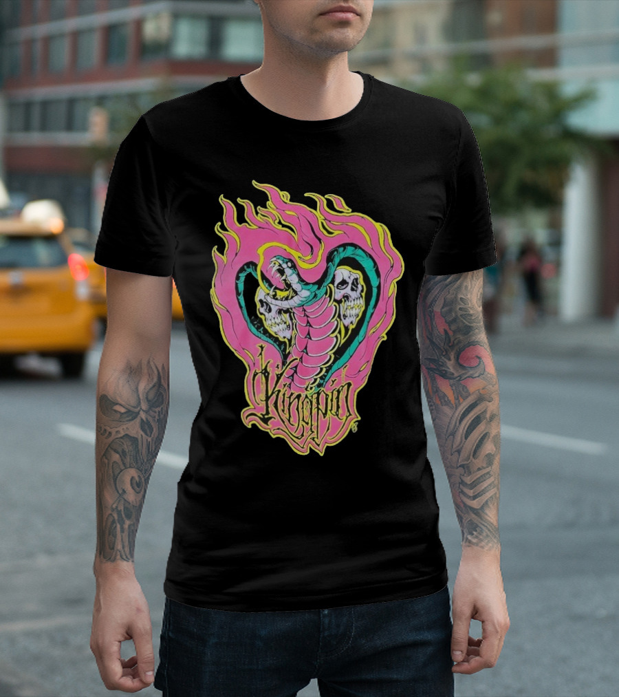Kingpin Cobra Snake With Skulls And Flames T-Shirt
