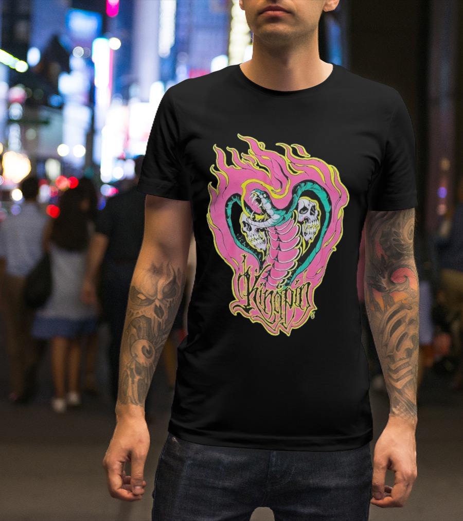 Kingpin Cobra Snake With Skulls And Flames T-Shirt
