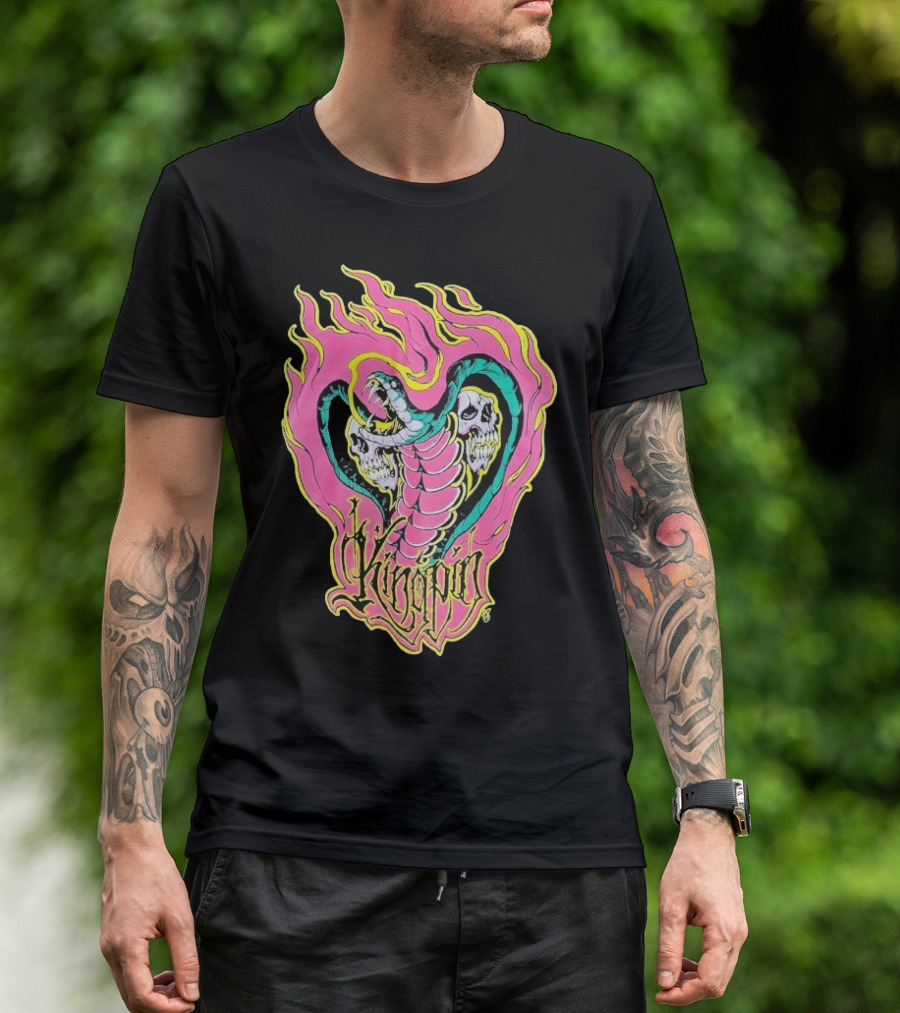 Kingpin Cobra Snake With Skulls And Flames T-Shirt