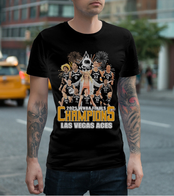 2025 WNBA Finals Champions Las Vegas Aces Team Celebration T-Shirt